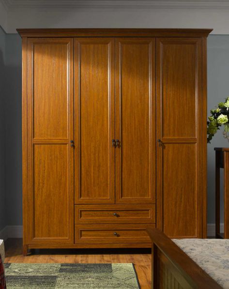 JF尼克斯登系列家具专场美式乡村休闲实木 经典四门衣柜-唯品会