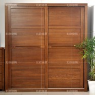 榆木全实木衣柜 推拉柜移门衣柜衣橱储物柜
