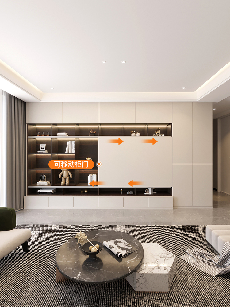 衣柜电视柜一体组合墙柜背景墙客厅电视机柜定制书柜移门卧室储物