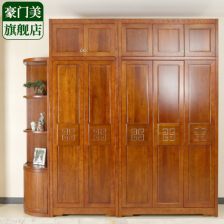 实木衣柜 融合传统工艺与现代功能的带顶柜设计